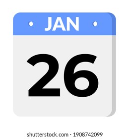 isolated 26 january calendar icon