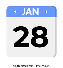 vector de icono aislado del calendario 28 de enero