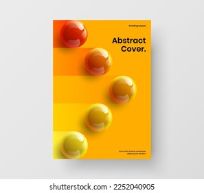 Isolated 3D balls annual report illustration. Clean journal cover A4 design vector template.