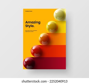 Isolated 3D balls book cover layout. Unique corporate identity A4 design vector illustration.