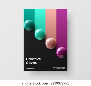 Isolated 3D balls company brochure layout. Unique corporate identity A4 design vector template.