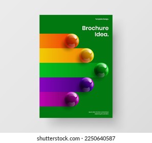 Isolated 3D balls corporate brochure template. Fresh handbill vector design concept.