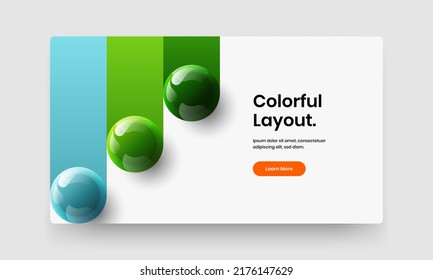 Isolated 3D balls horizontal cover template. Clean annual report design vector concept.