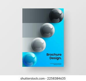 Isolated 3D balls magazine cover illustration. Minimalistic company brochure A4 vector design concept.