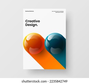 Einzeln 3D-Kugeln Pamphlet-Vorlage. Helles A4-Design, Vektorkonzept.