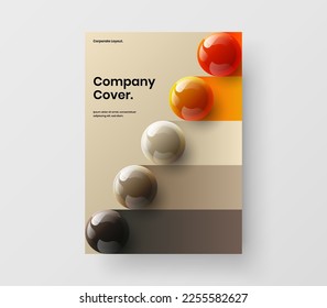 Isolated 3D balls presentation illustration. Modern book cover A4 vector design template.