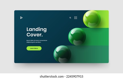 Isolated 3D balls site template. Trendy cover vector design layout.