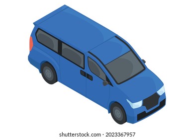 Isolated 3d blue van car icon