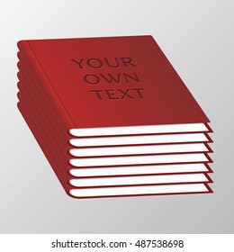 Isolated 3d books illustration. Blank college symbols of knowledge. Stack of multi colored books vectors.