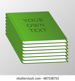 Isolated 3d books illustration. Blank college symbols of knowledge. Stack of multi colored books vectors.