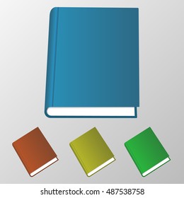 Isolated 3d books illustration. Blank college symbols of knowledge. Colorful vector books.