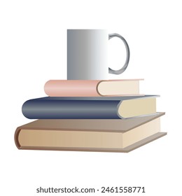 Isolated 3D Books Pile Vector Illustration