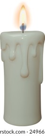 isolated 3d candle. realistic candle with flame