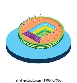 Estadio de fútbol aislado de color 3d