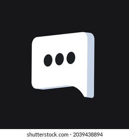 Isolated 3D Comment Icon on Black Background. Social Media Interaction, UI, Reaction. Vector illustration