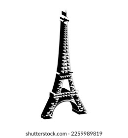 Isolación de la torre del eiffel 3d punto de referencia Vector ilustración