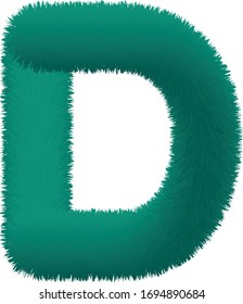 Isolated 3D Furry Alphabet D. Hairy Alphabet. 3D Hairy Alphabet. Signs, Symbol, Icon.