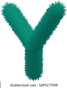Isolated 3D Furry Alphabet Y. Hairy Alphabet. 3D Hairy Alphabet. Signs, Symbol, Icon.