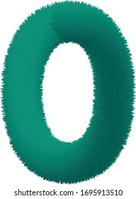 Isolated 3D Furry Number 0. Signs, Symbol, Icon.