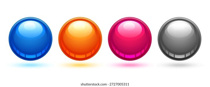 Botones de bola brillantes aislados 3D sobre fondo blanco Vector