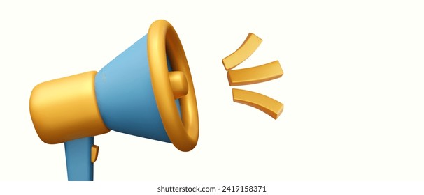 Einzeln 3D-Horn, Soundeffekt. Vektorgrafik auf weißem Hintergrund