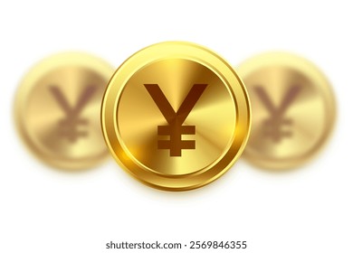 isolated and 3d japanese money golden yen coin design vector