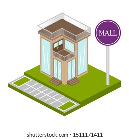 Isolated 3d mall store building over a white background - Vector