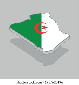 Isolated 3d map with the flag of Algeria - Vector illustration