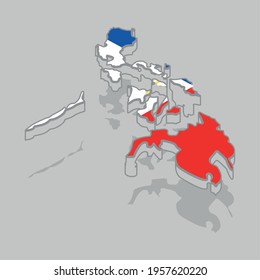 Isolated 3d map with the flag of Philippines - Vector illustration
