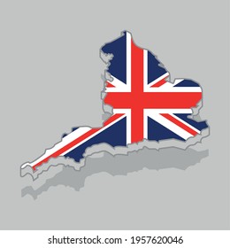 Isolated 3d map with the flag of the United Kingdom - Vector illustration