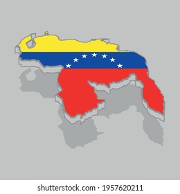Isolated 3d map with the flag of Venezuela - Vector illustration