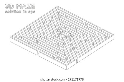 Isolated 3D maze - in eps with solution in hidden layer