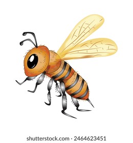 Isolated 3D Realistic Bee Vector Illustration