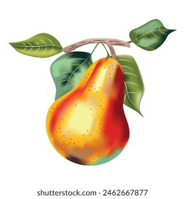 Isolated 3D Realistic Pear Fruit Illustration
