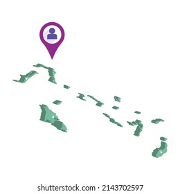 Isolated 3d render map of Bahamas with a map pin Vector