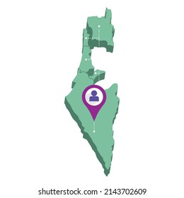 Mapa de representación 3d aislado de Israel con un vector de mapa
