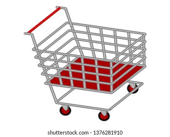 Isolated 3d shopping cart. Vector illustration design
