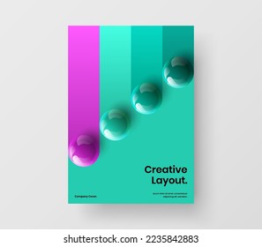 Isolated 3D spheres company cover illustration. Modern poster design vector template.