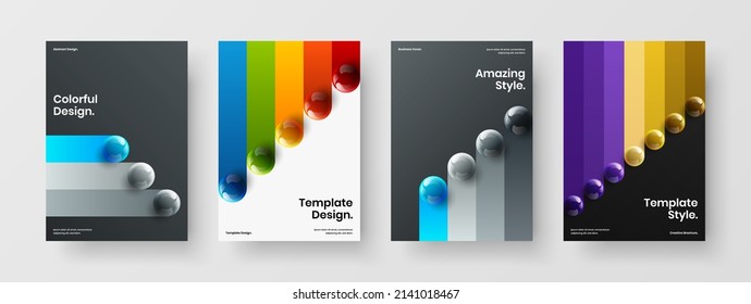 Isolated 3D spheres company identity concept bundle. Abstract banner A4 vector design illustration collection.