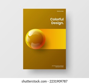 Isolated 3D spheres corporate cover template. Clean company brochure A4 vector design illustration.