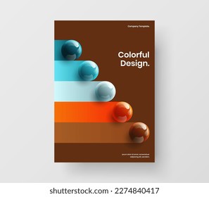 Esferas 3D aisladas, ilustración del folleto. Concepto único de diseño vectorial de portada A4.