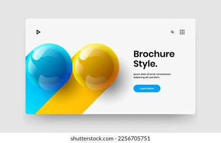 Isolated 3D spheres postcard layout. Minimalistic poster vector design concept.