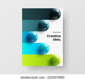 Isolated 3D spheres presentation concept. Premium journal cover A4 vector design template.