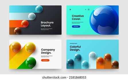 Isolated 3D spheres site template collection. Amazing magazine cover design vector concept bundle.