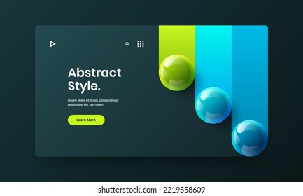 Isolated 3D spheres website screen illustration. Clean corporate cover vector design layout.