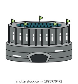 Isolierte 3D-Stadionsymbol Modernes Gebäude