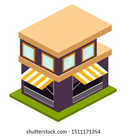 Isolated 3d store building over a white background - Vector