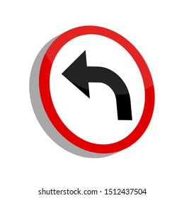 Isolated 3D traffic signal. Left turn sign - Vector