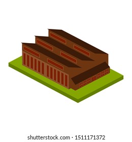 Isolated 3d warehouse building over a white background - Vector