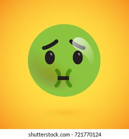 Isolated 3d/flat green emoticon from a set, vector illustration